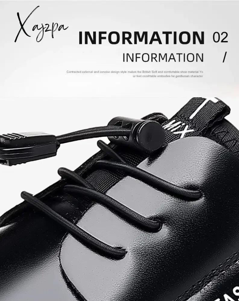 Xajzpa - Man Leather Shoes Spring Male Sneakers Casual Solid Leather Shoe Business Sport Flat Round Toe Light Comfortable Plus Size 38-50