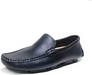 XTYPE Smoking Loafer for Men Genuine Leather Round Toe Stitching Details Rubber Sole Resistant Anti-Slip Lightweight Flat Heel Flexible Casual Slip On (Color : Black, Size : 8.5)