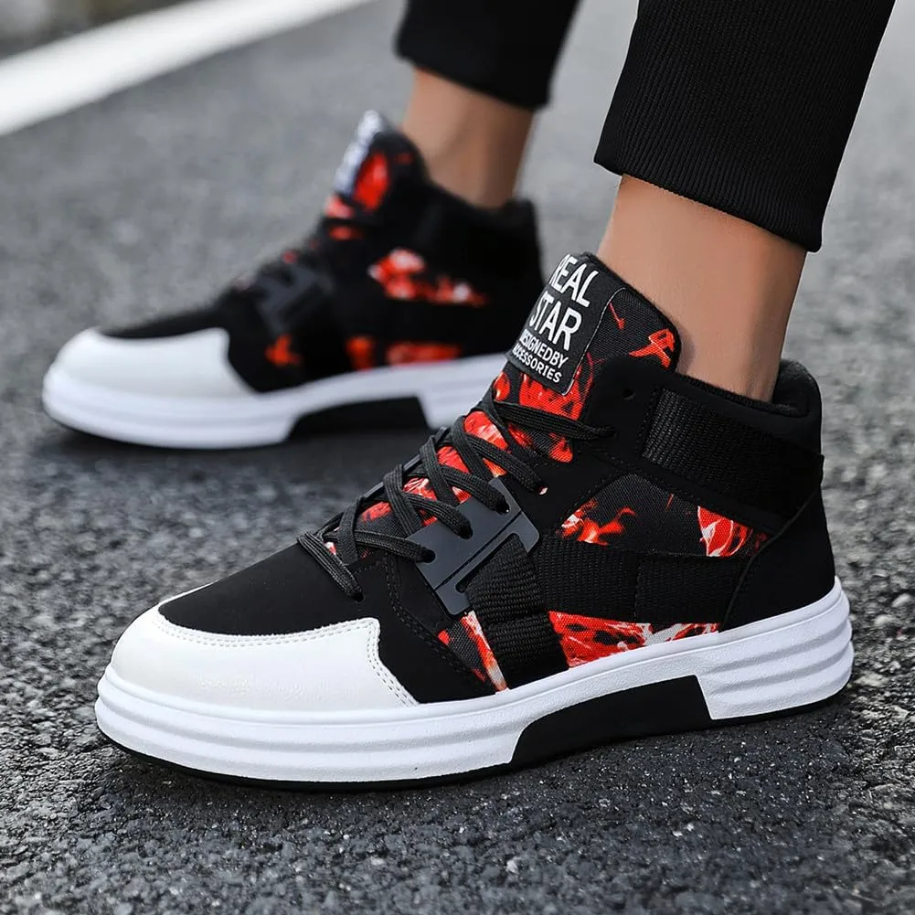YAXE Men??s Casual High Top Lace Up Skate Shoes