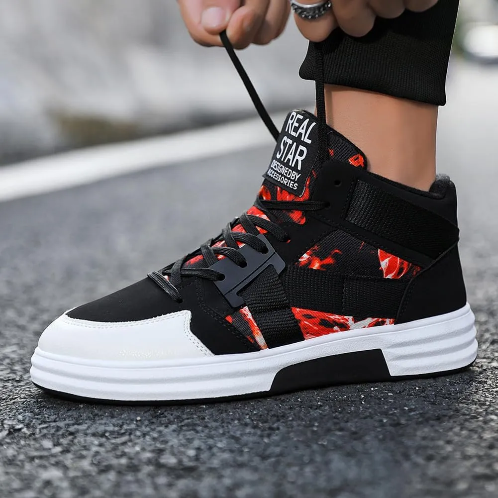 YAXE Men??s Casual High Top Lace Up Skate Shoes