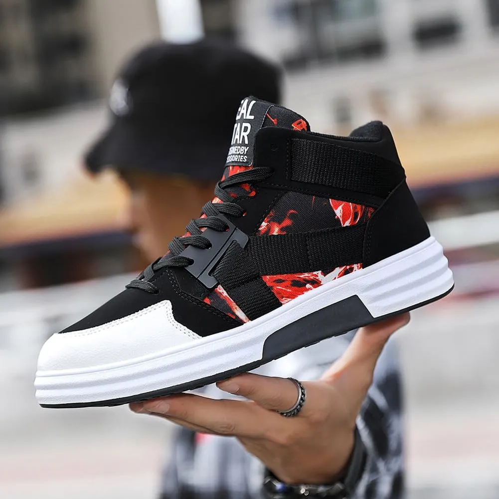 YAXE Men??s Casual High Top Lace Up Skate Shoes