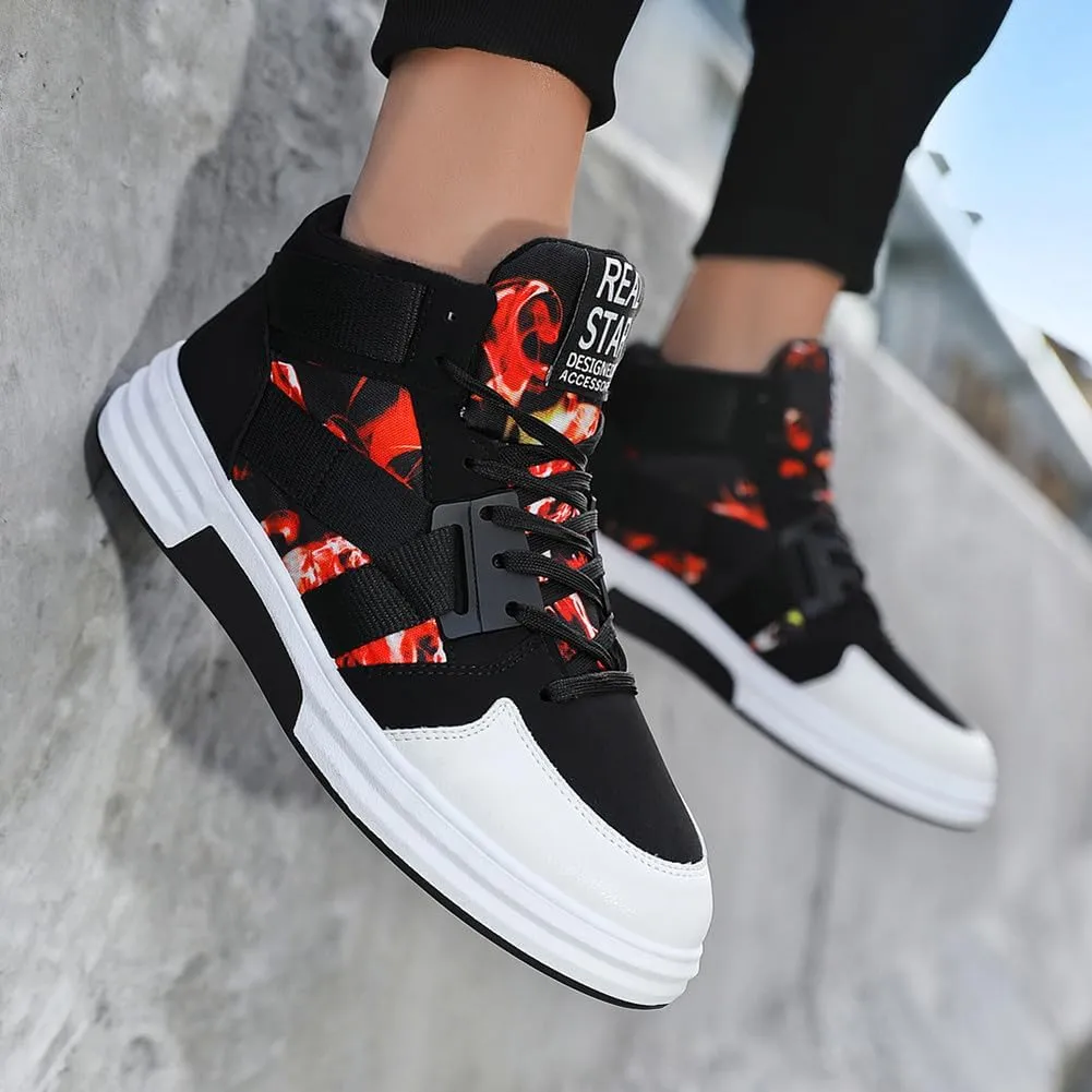 YAXE Men??s Casual High Top Lace Up Skate Shoes