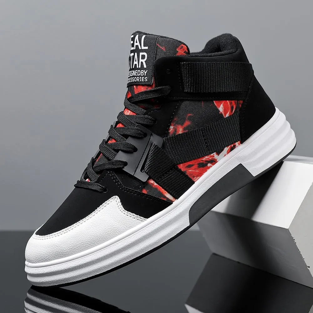 YAXE Men??s Casual High Top Lace Up Skate Shoes